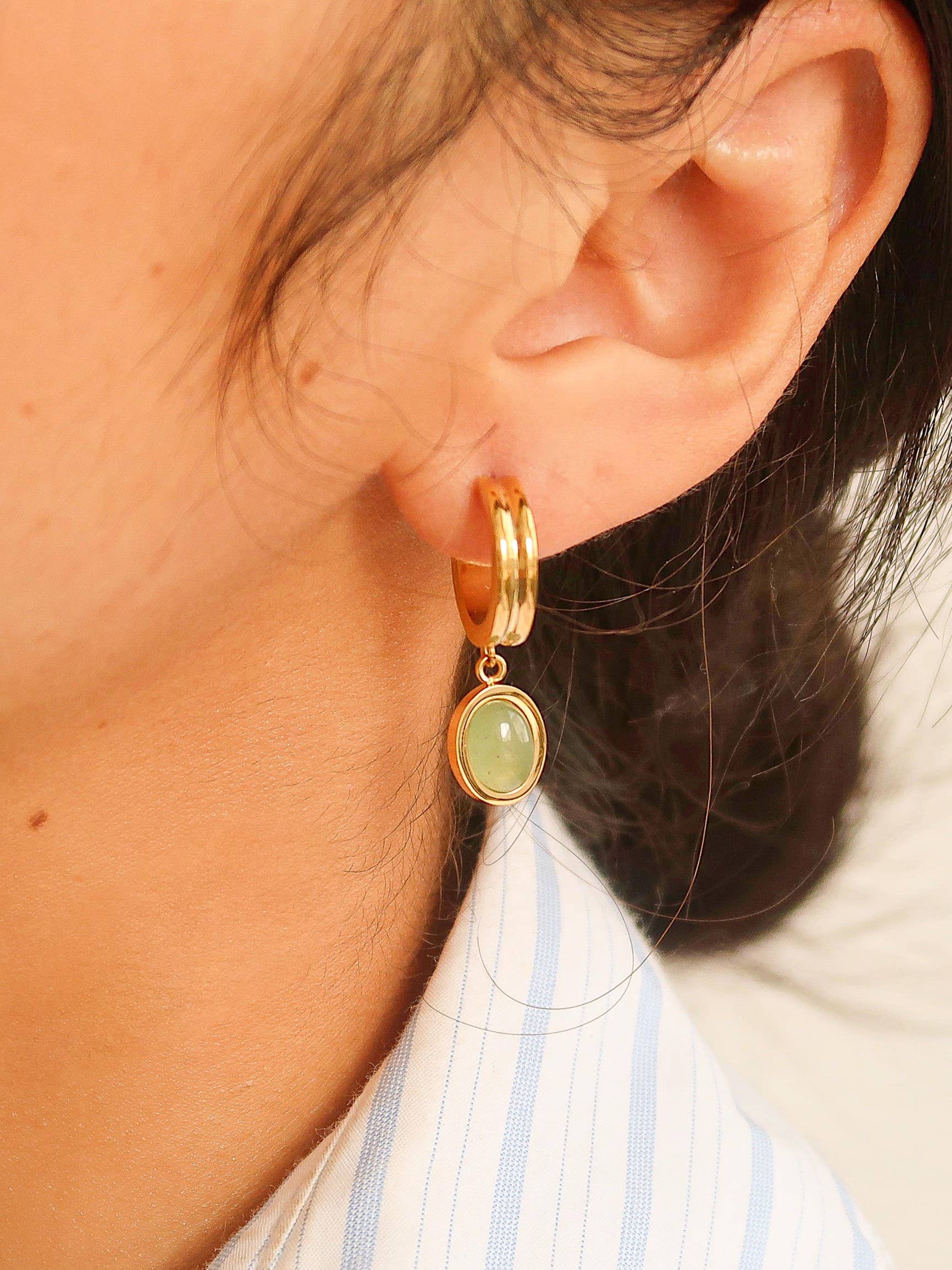Image of Whitnee Dainty Round Stone Dangle Earring