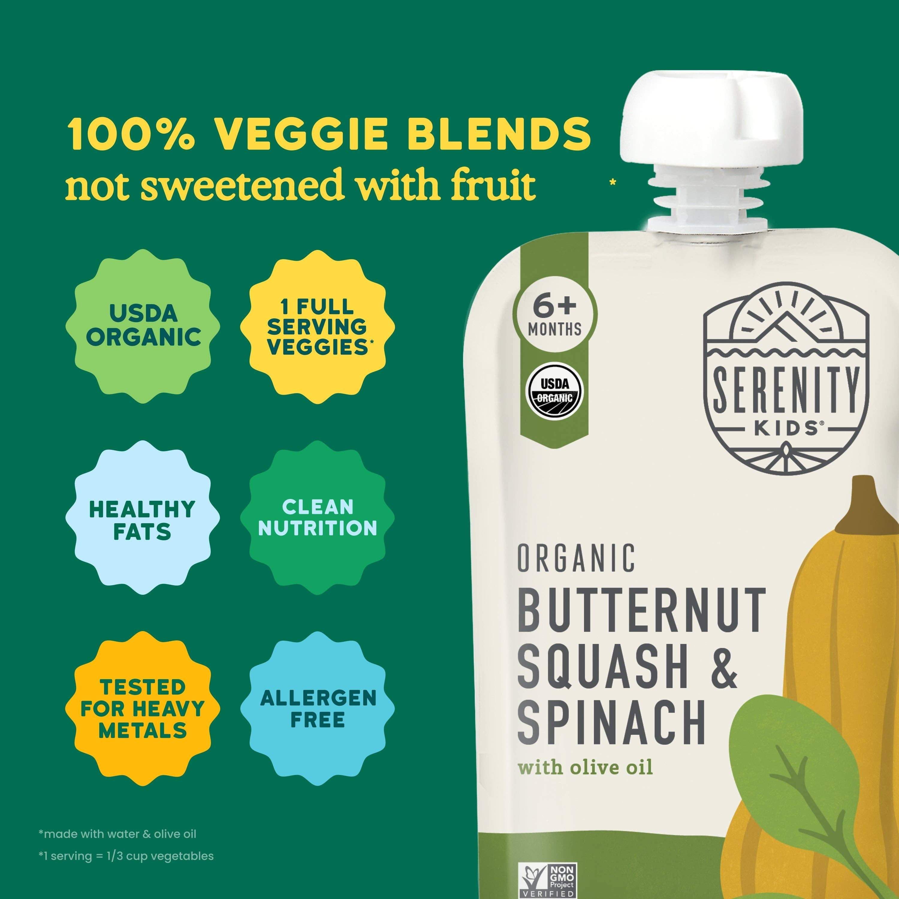 Serenity Kids Organic Butternut & Spinach with Organic Olive Oil Pouch