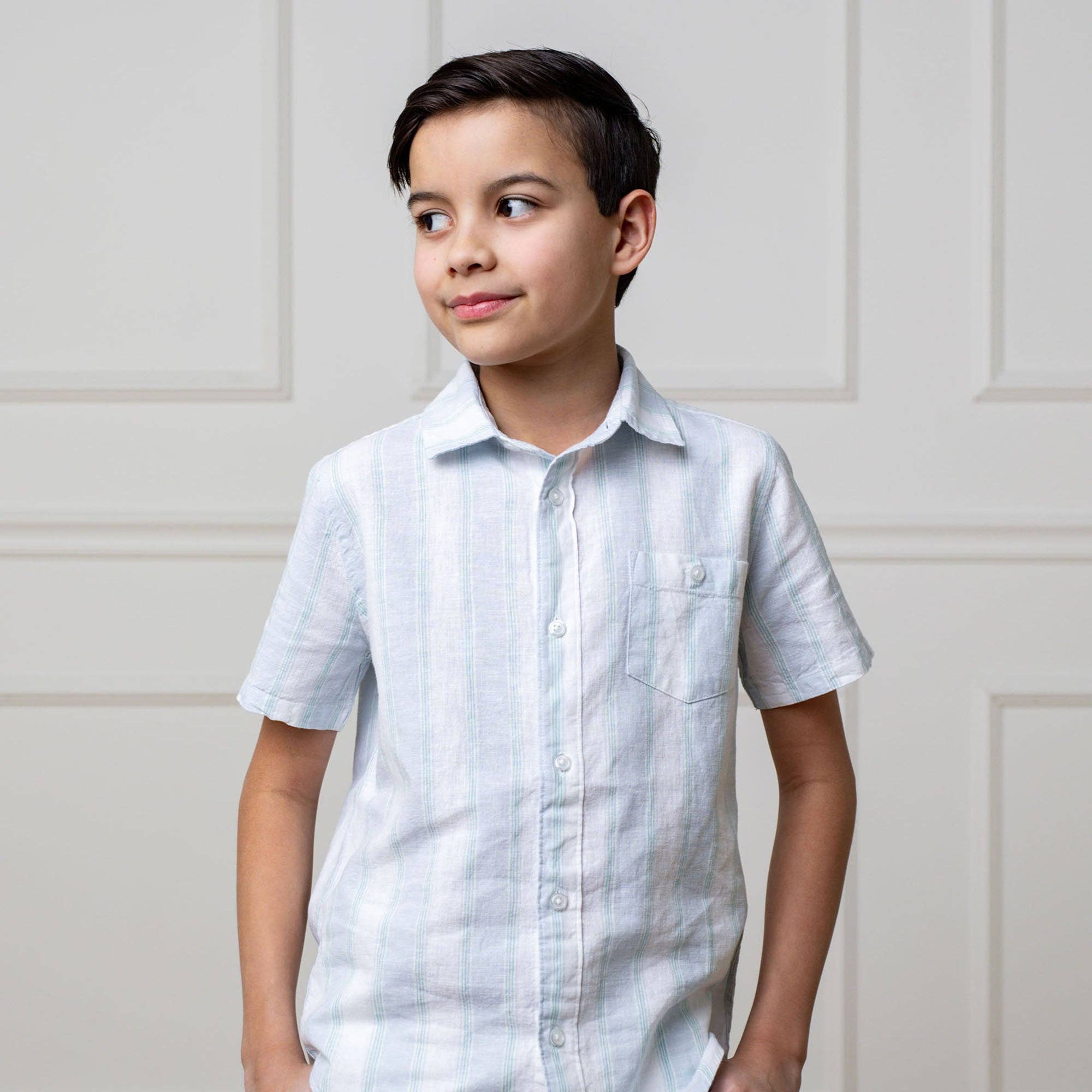 Image of Linen Short Sleeve Button Down Shirt