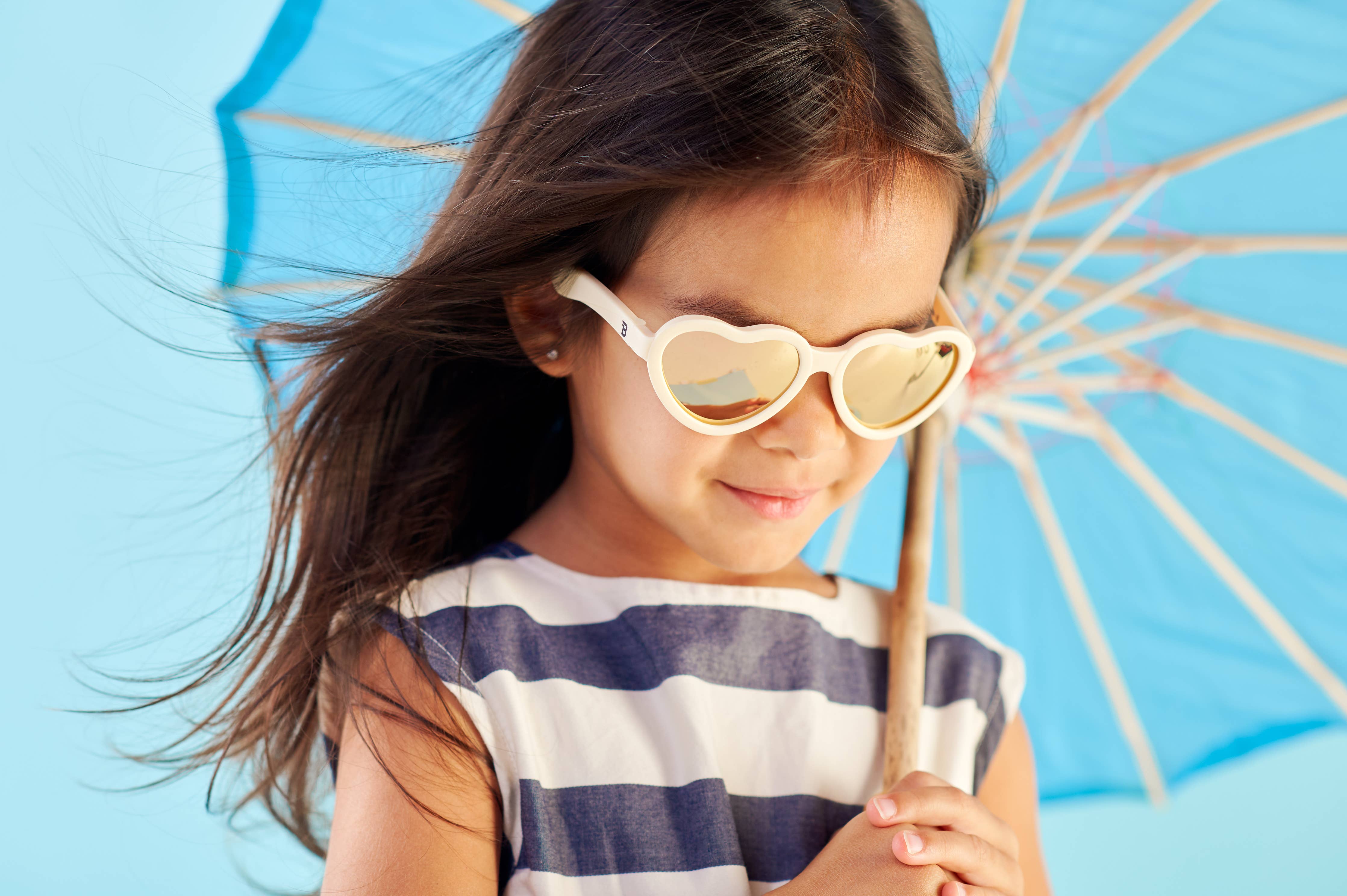 Image of Babiators - Sweet Cream Polarized Heart Sunglasses with Mirrored Lens: Ages 3-5