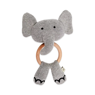 Viverano Organics - Elephant - Organic Stuffed Animal Baby Ring Rattle