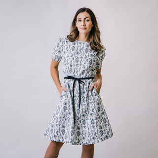 Pleated Sleeve Woven Dress
