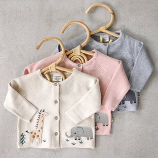 Viverano Organics - Animal Safari Embroidered Baby Cardigan Sweater (Organic)