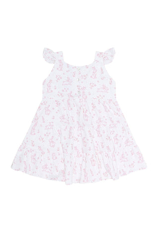 Nellapima - Pink Bunny Toile Ruffle Dress