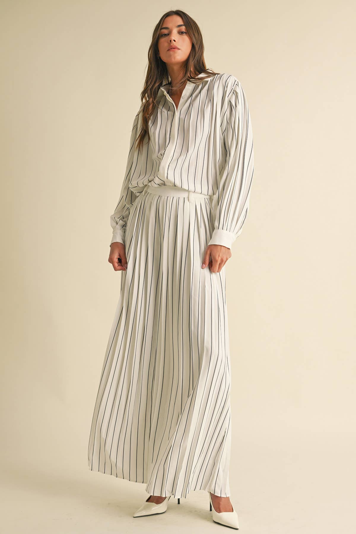 Image of Pleated Stripe Pants