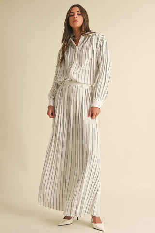 Pleated Stripe Pants