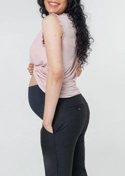 Image of MARION - Slim Leg Maternity Work Pants in Black
