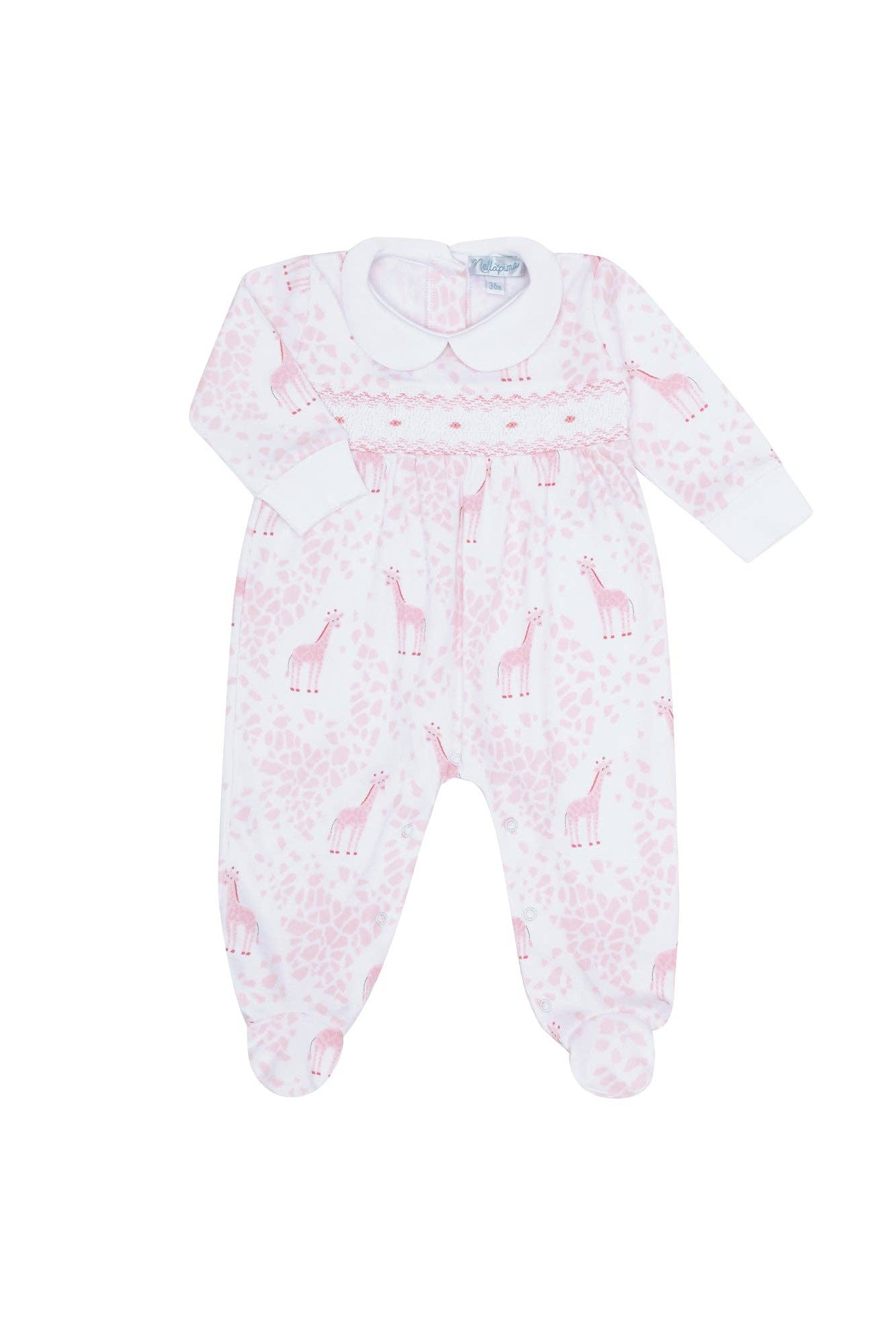 Nellapima - Pink Giraffe Print Smocked Footie