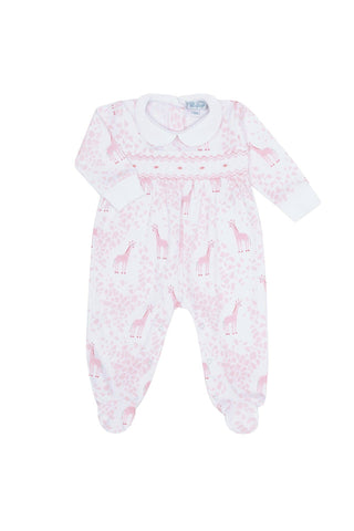 Nellapima - Pink Giraffe Print Smocked Footie