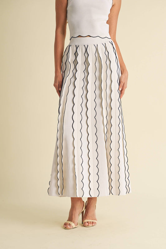 Pleated Sweater Knit Maxi Skirt