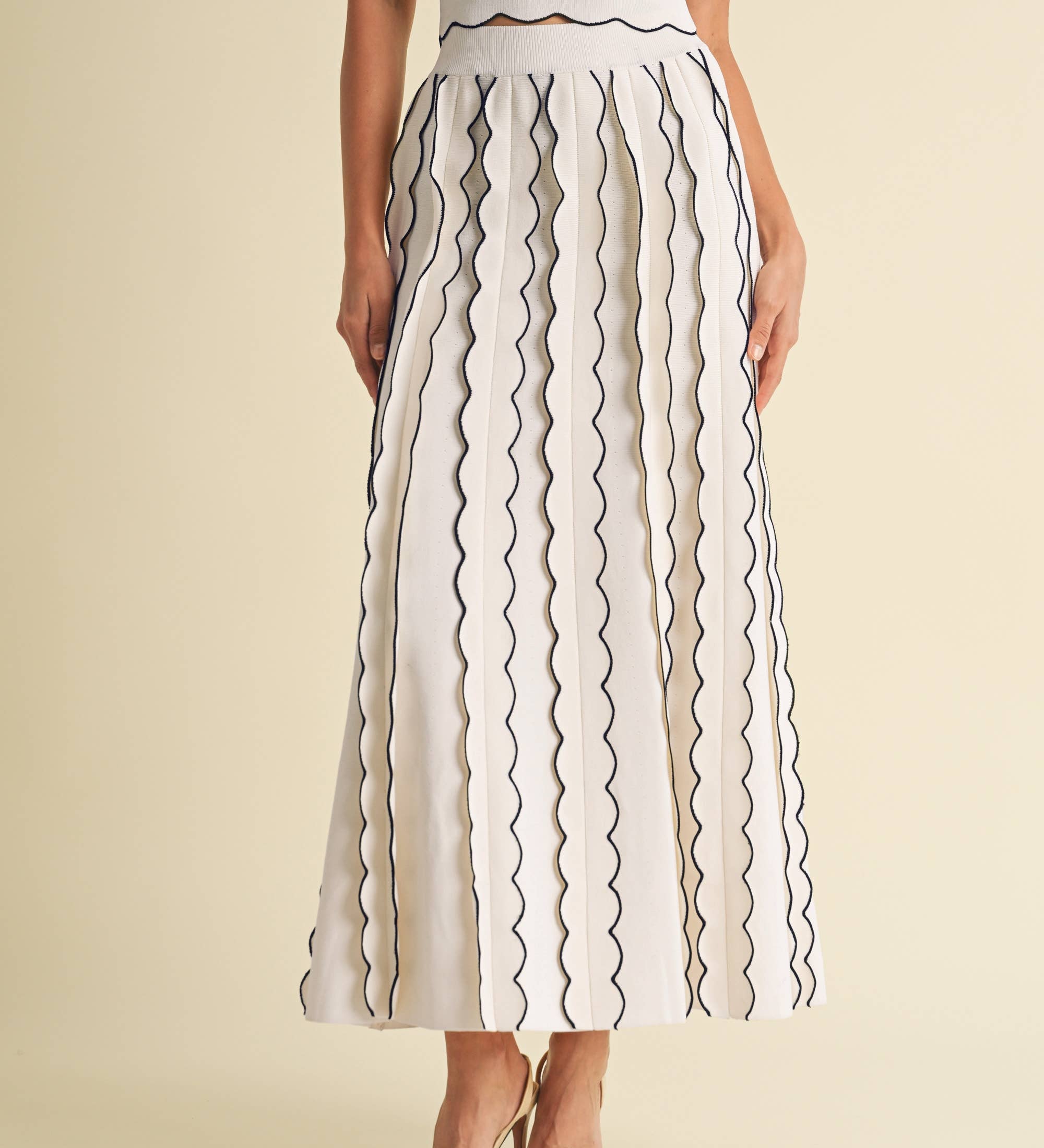 Pleated Sweater Knit Maxi Skirt