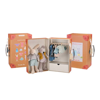 MOULIN ROTY by Speedy Monkey - Suitcase Rabbit & Mouse Wardrobe - Stuffed Toy