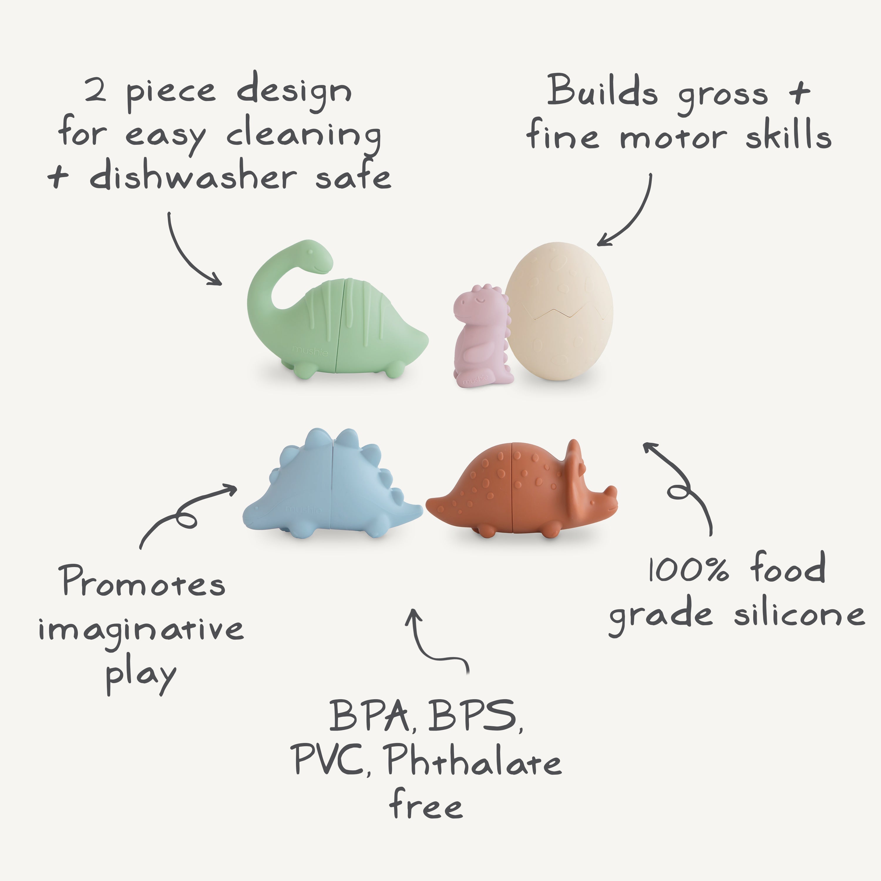 Image of Dino Mold Free Bath Play Set - 4 Pack