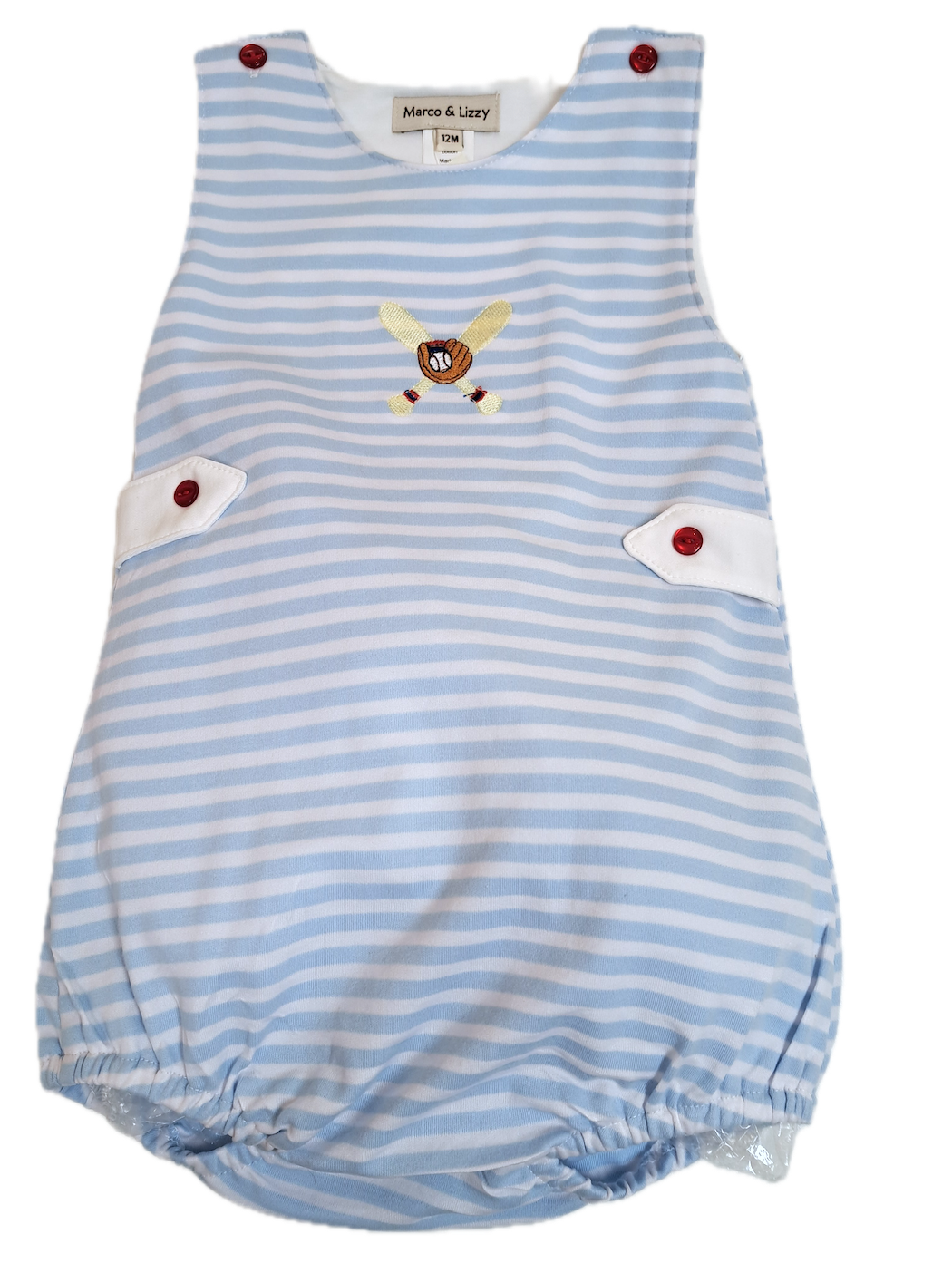 Marco and Lizzy - Baby Boy's "Baseball" Applique Sun Bubble