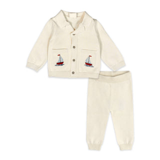 Viverano Organics - Sailboat Embroidered Pocket Baby Shirt & Pants (Organic)