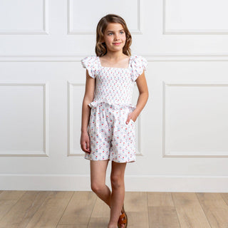 Hope and Henry - Organic Puff Sleeve Smocked Romper