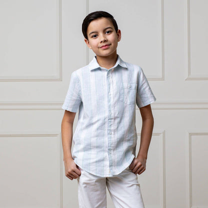 Hope and Henry - Linen Short Sleeve Button Down Shirt