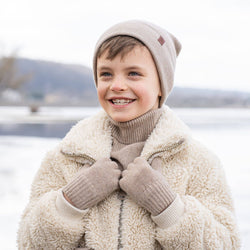Image of menique - Kids' Beanie Knitted Merino & Cashmere: 3-10 years / Light gray