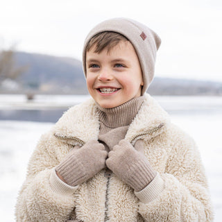 menique - Kids' Beanie Knitted Merino & Cashmere: 3-10 years / Light gray