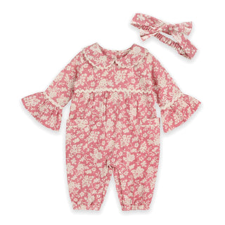Viverano Organics - Beatrice Floral Baby Jumpsuit & Headband (Organic Cotton)