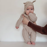 Luna + Luca - Luna + Luca Baby Bear Jumpsuit - Heather Beige: Heather Beige / 12-18m