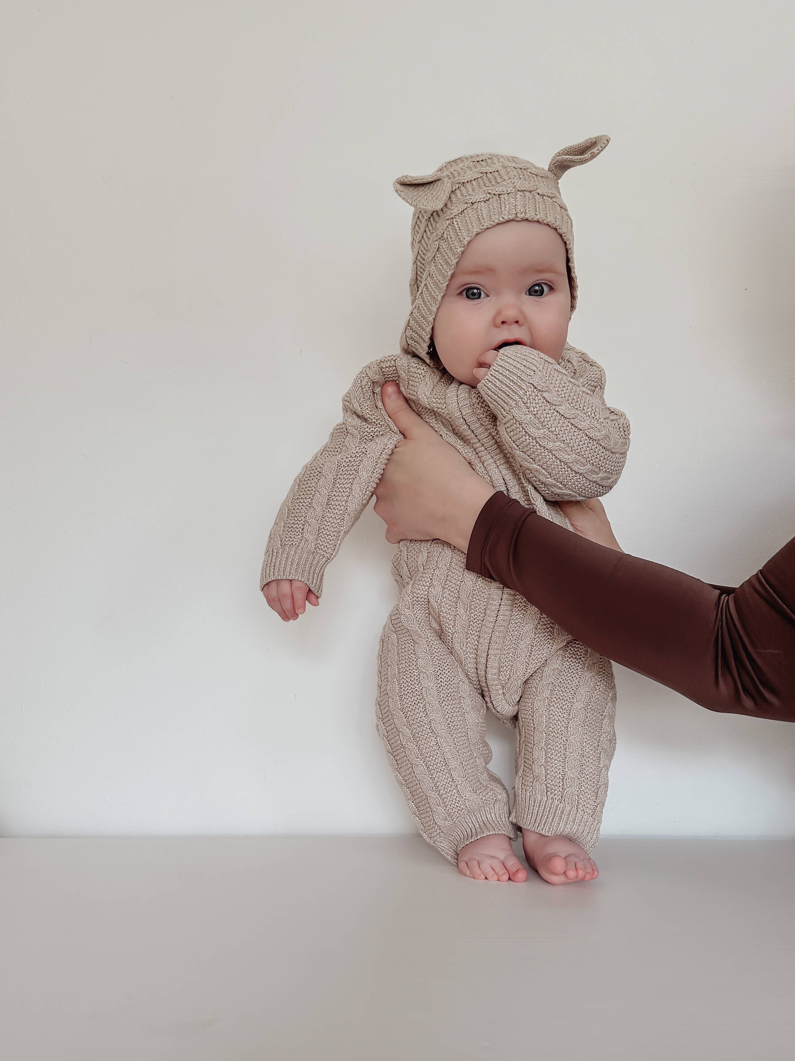 Luna + Luca - Luna + Luca Baby Bear Jumpsuit - Heather Beige: Heather Beige / 12-18m