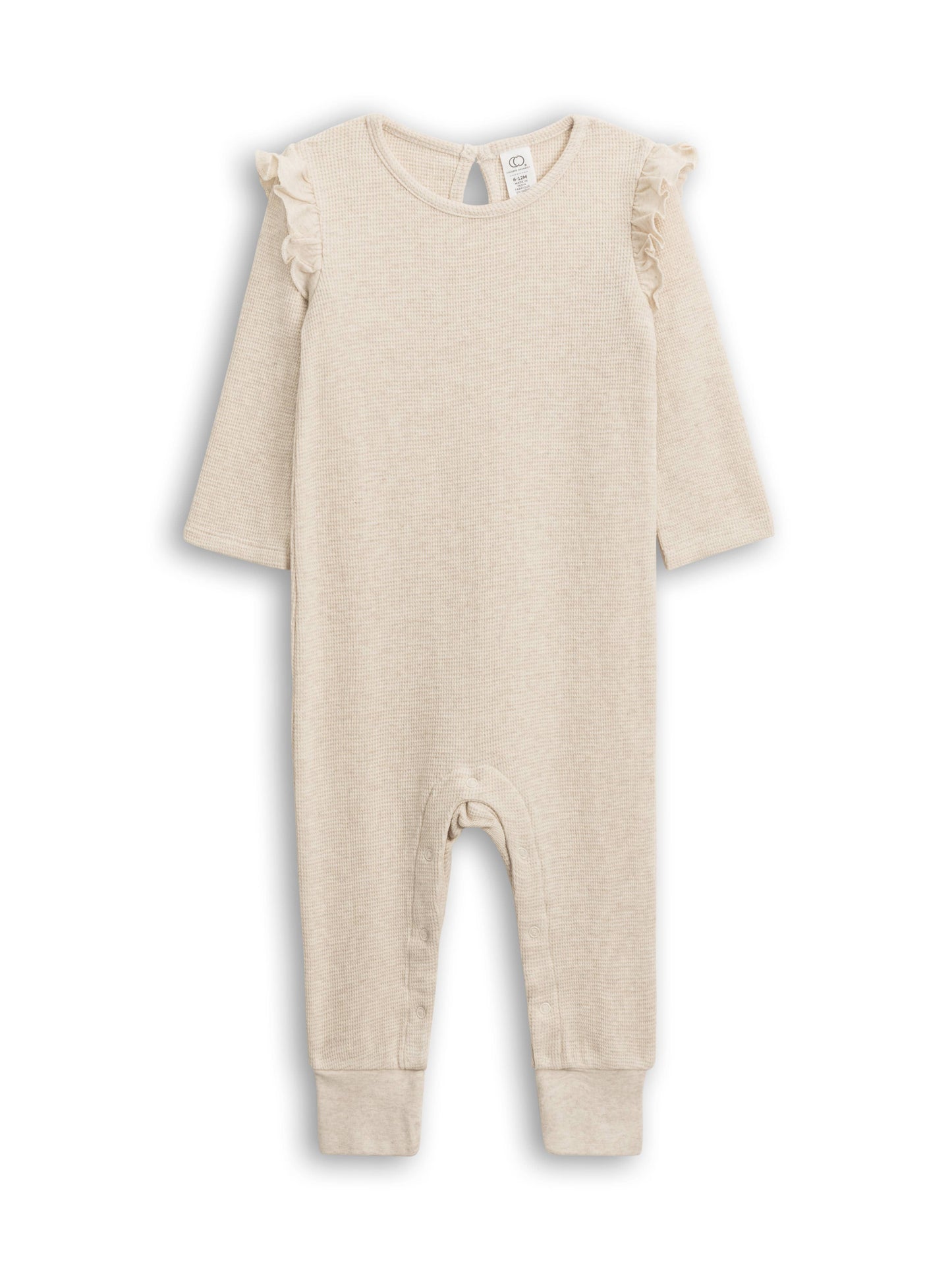 Colored Organics - Organic Baby Mila Flutter Sleeve Waffle Romper - Heather Oat: 12-18M