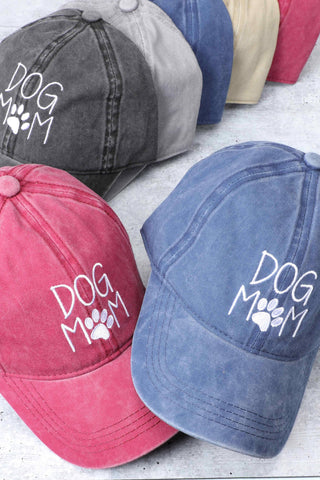 DOG MOM Embroidered Cotton Baseball Caps