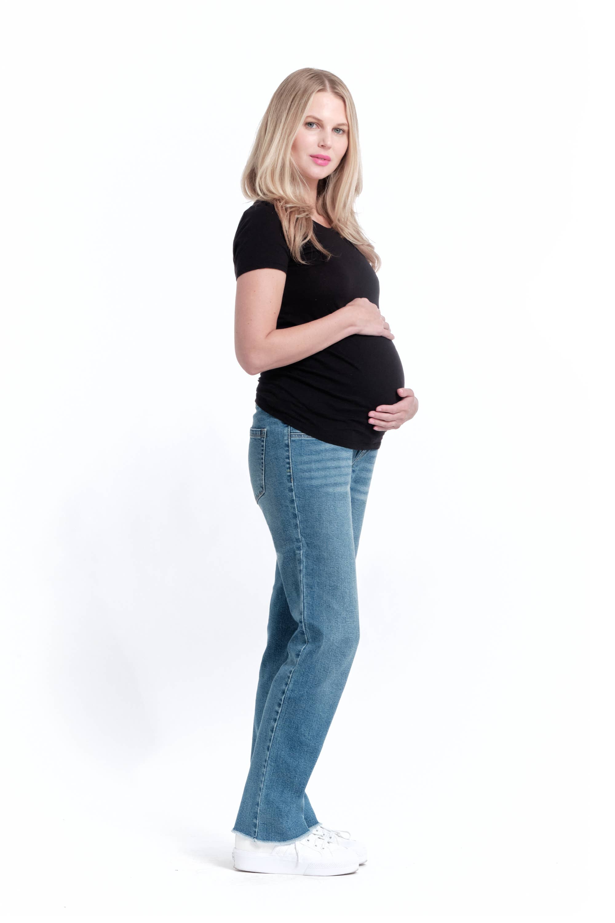 Image of 1822 Denim - Maternity 32” Relaxed Straight Leg Jean w/ Bellyband- Samuel