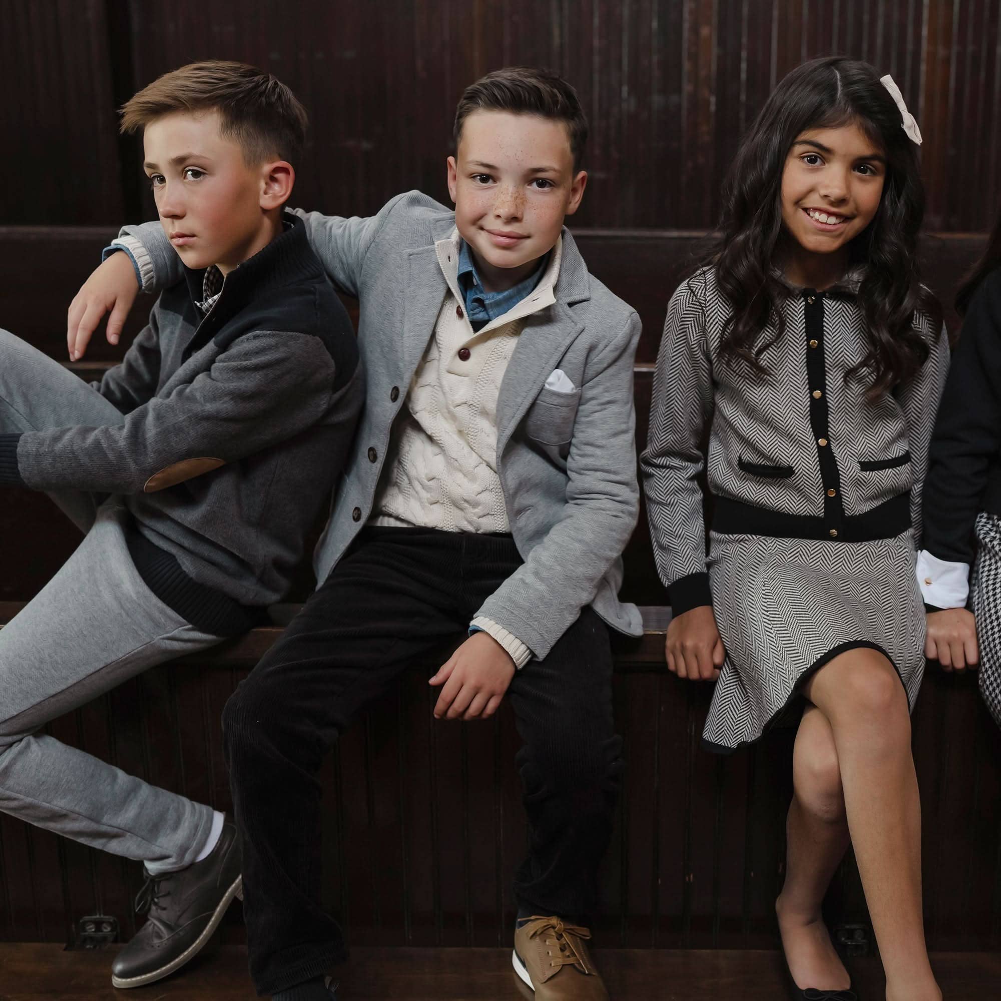 Image of Faux Fur Cardigan and Skirt Organic Sweater Set