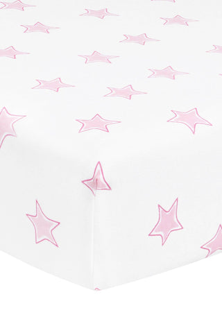 Nellapima - Pink Stars Print Crib Sheets: Pink / One Size