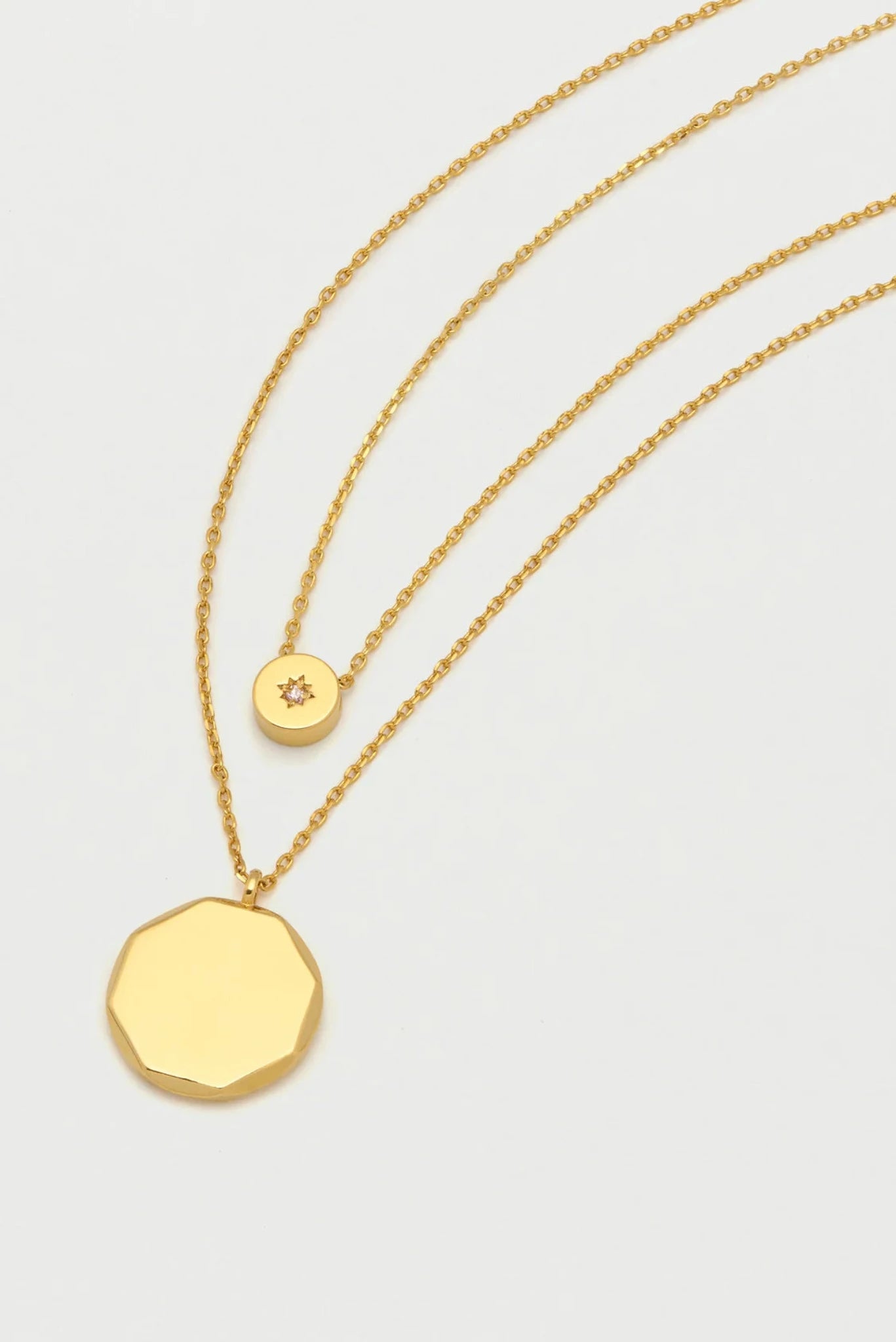 Double Chain Disc Necklace