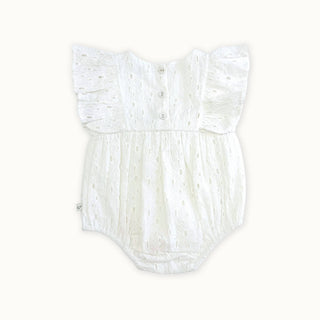 Luna Schiffli Ruffle & Bow Baby Girl Romper