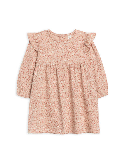 Colored Organics - Mika Ruffle Long Sleeve Dress -  Zinnia Floral / Blush: 12-18M