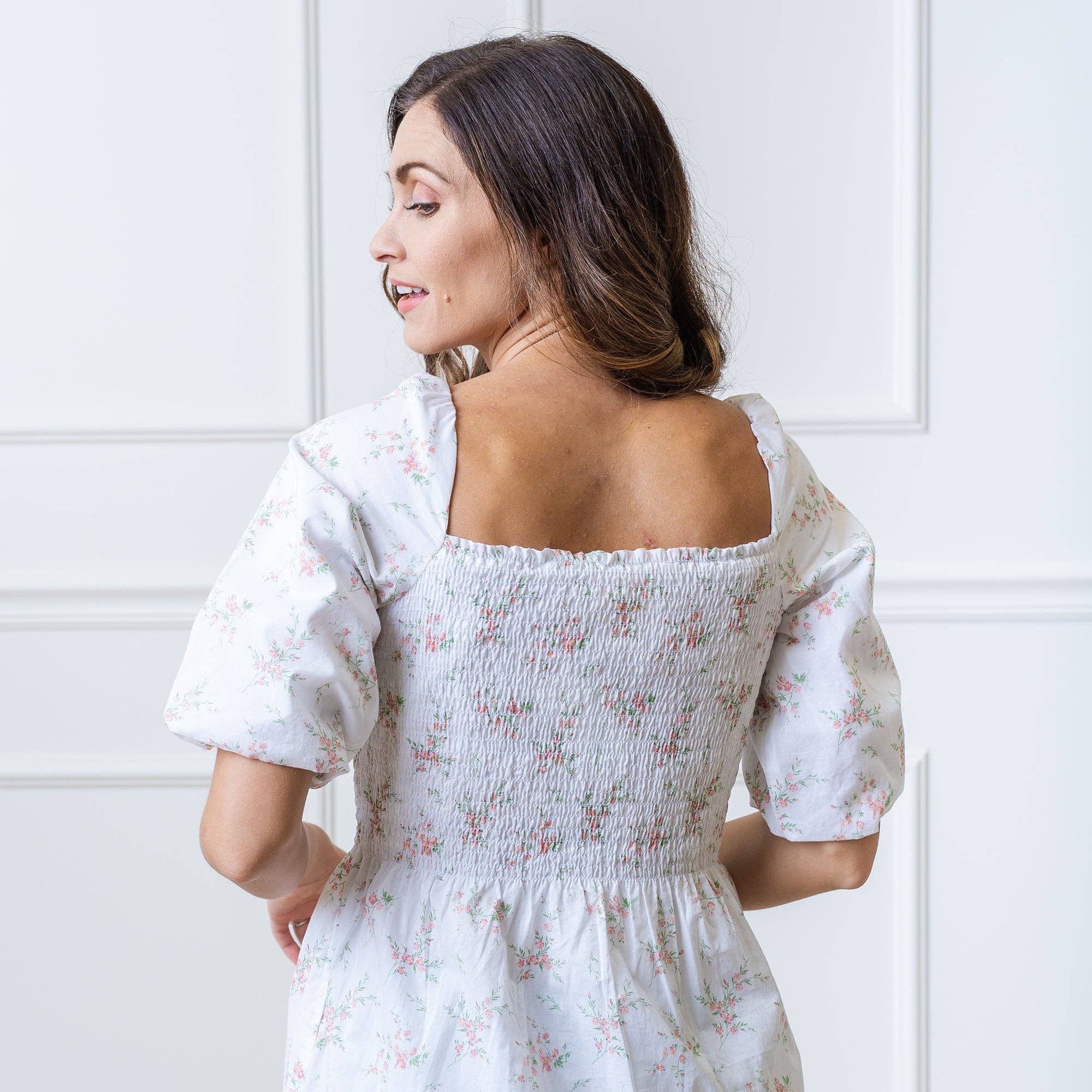 Image of Hope and Henry - Smocked Bubble Sleeve Organic Dress