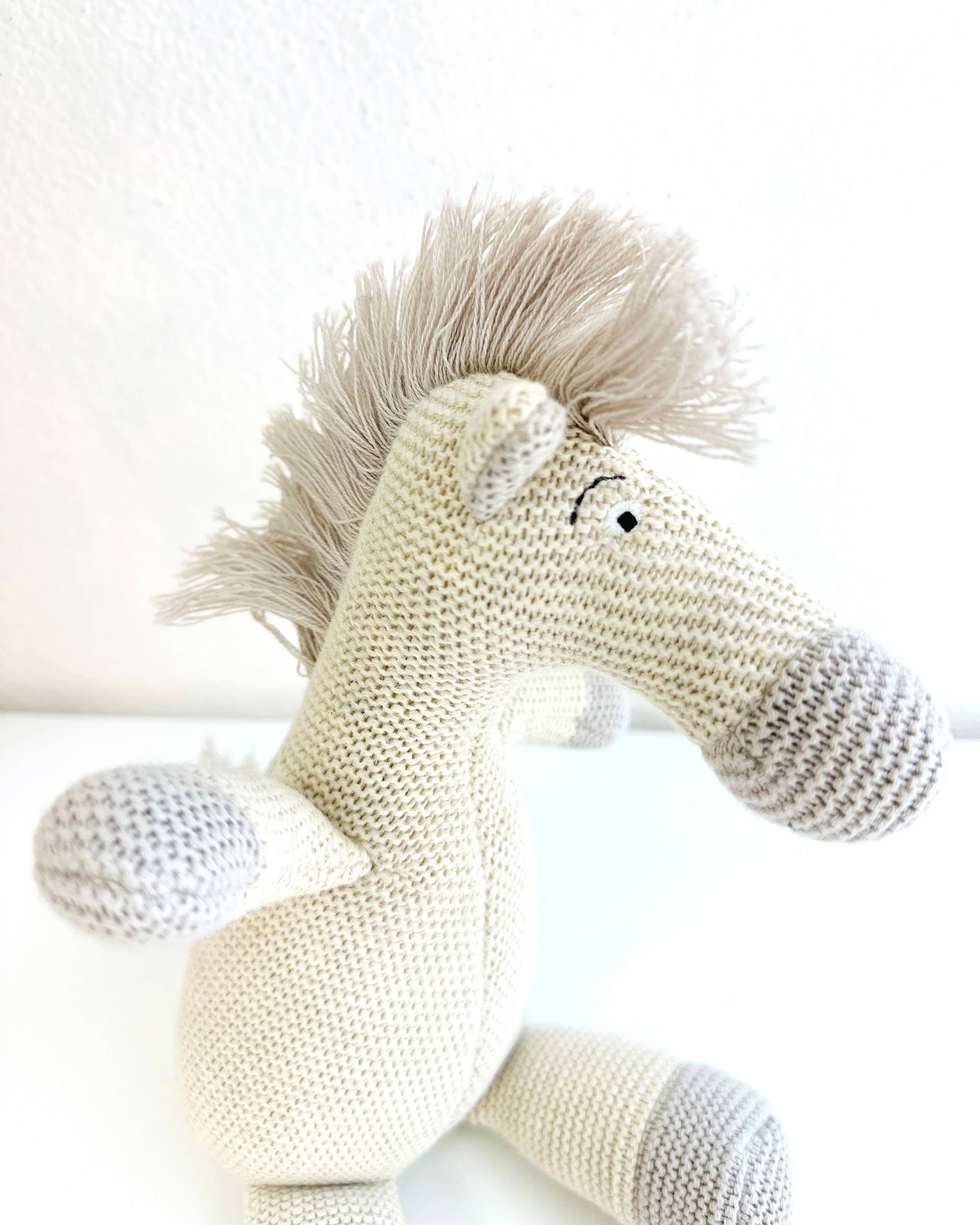 Image of Viverano Organics - Horse Knit Stuffed Animal Soft Baby Toy (Organic Cotton)