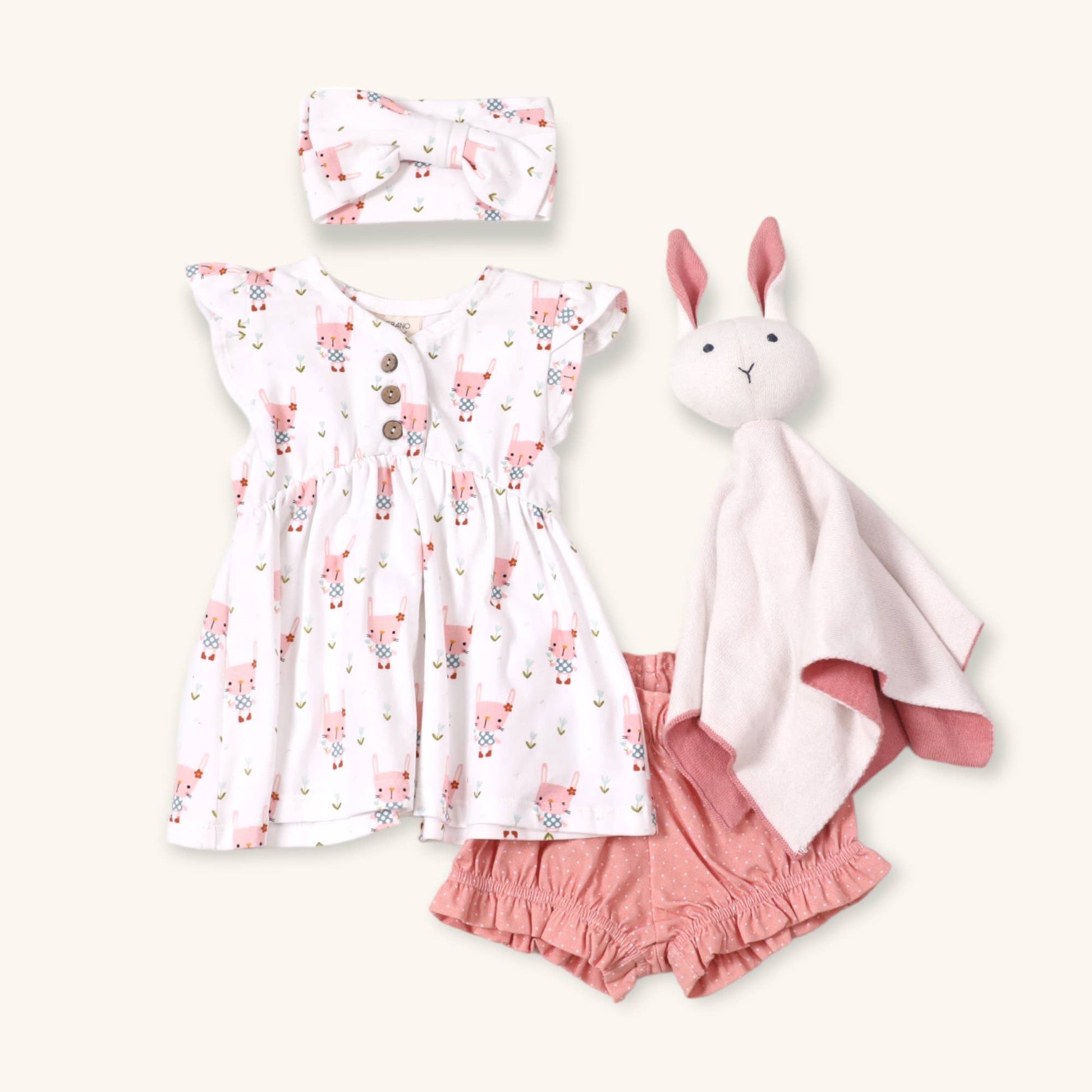 Viverano Organics - Bunny Baby Girl Tunic Top + Bloomer Set