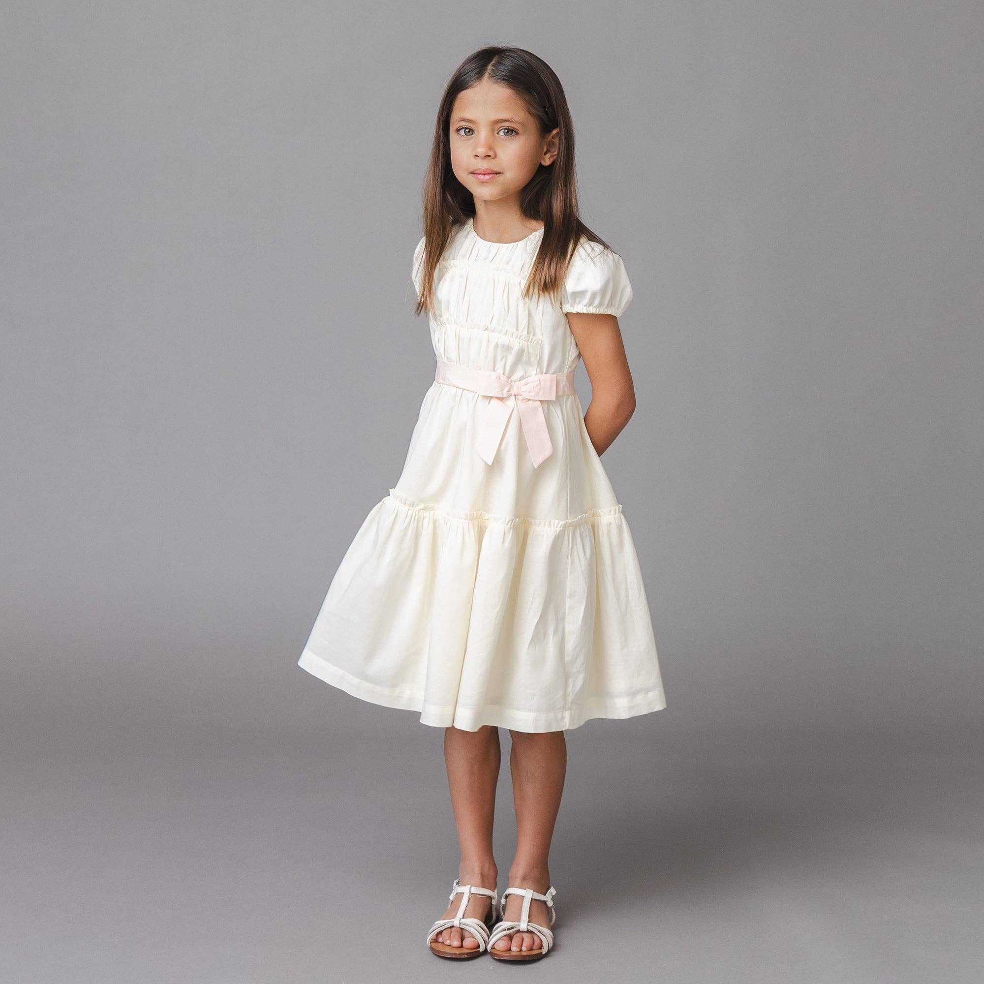 Hope and Henry - Organic Puff Sleeve Tiered Party Dress