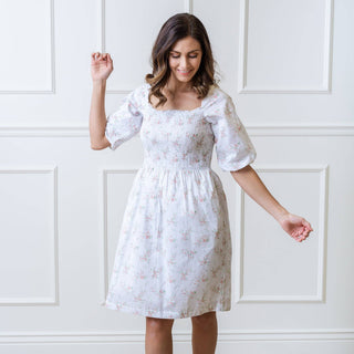 Hope and Henry - Smocked Bubble Sleeve Organic Dress