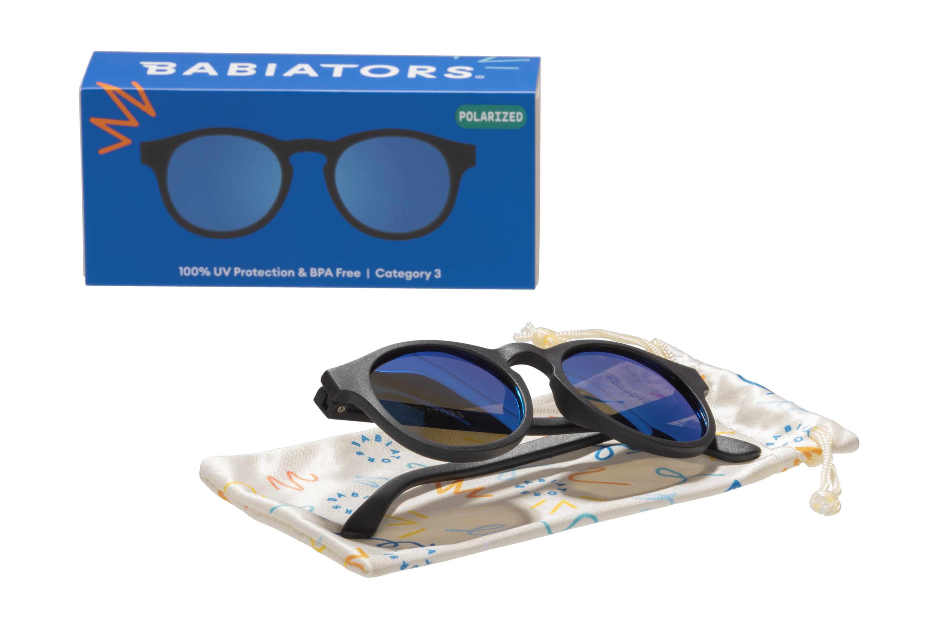 Jet Black w/ Cobalt Blue Lens  Polarized Keyhole Sunglasses