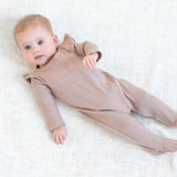 Colored Organics - Addy Pointelle Flutter Sleeve Footed Romper - Wren: 12-18M