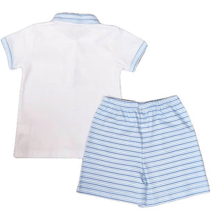 Marco and Lizzy - Blue Spring Flowers Boy's 2 Pc Short Set