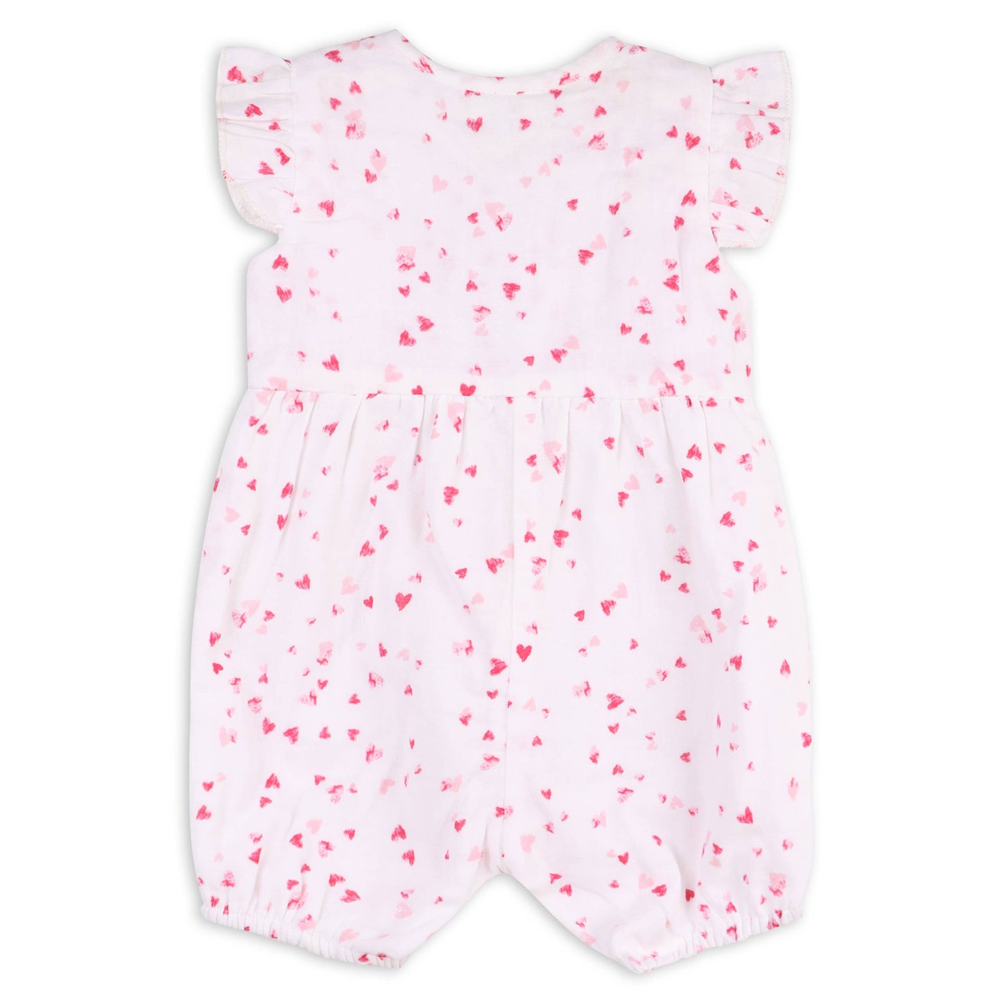 Viverano Organics - Dora Fluttering Hearts Bow Baby Romper (Organic Muslin)