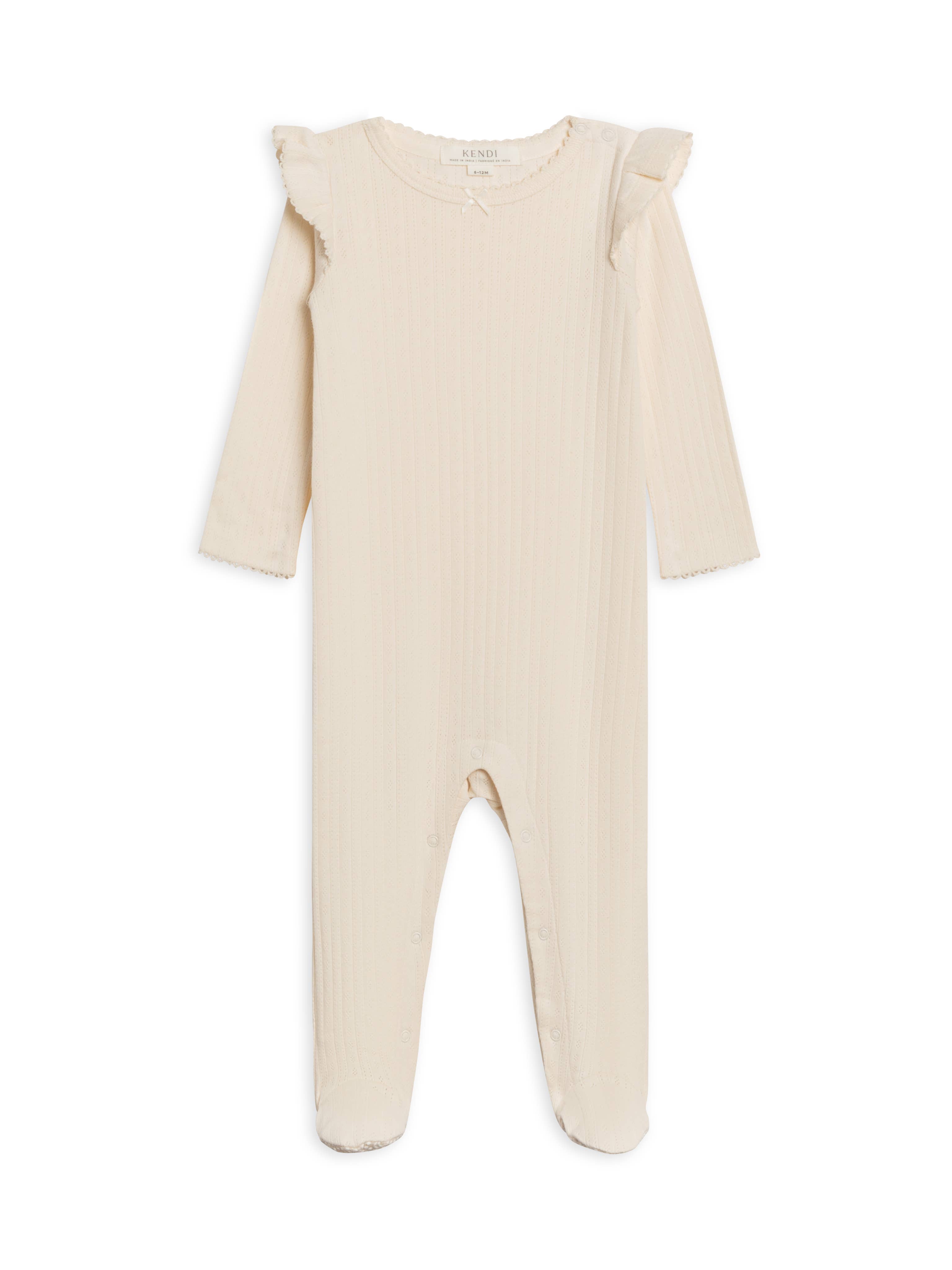 Addy Pointelle Flutter Sleeve Footed Romper