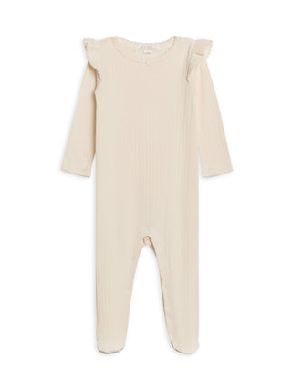 Addy Pointelle Flutter Sleeve Footed Romper