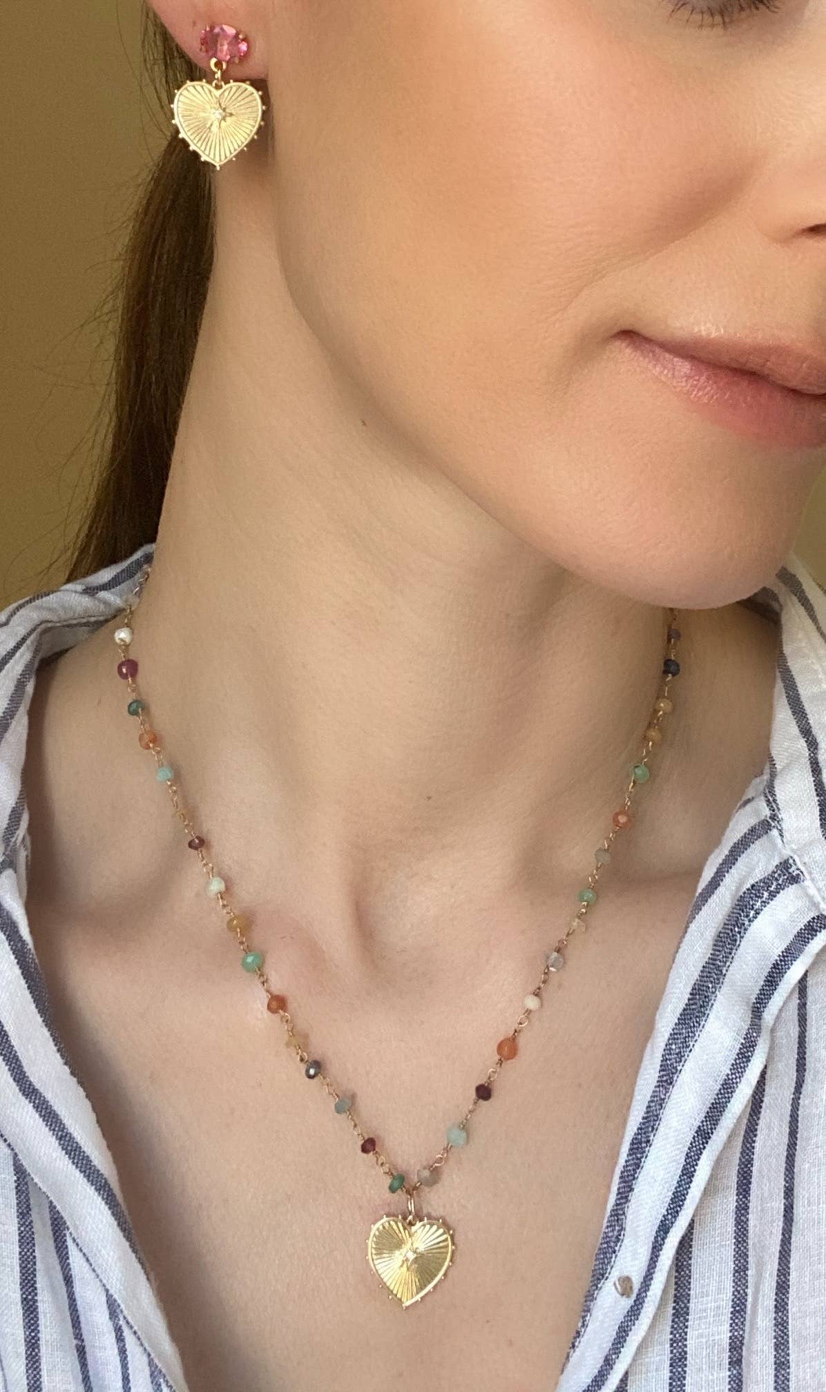 Image of Rainbow Heart Charm Necklace