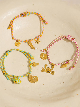 Menton 18K Gold Non-Tarnish Summer Rope Charm Bracelet