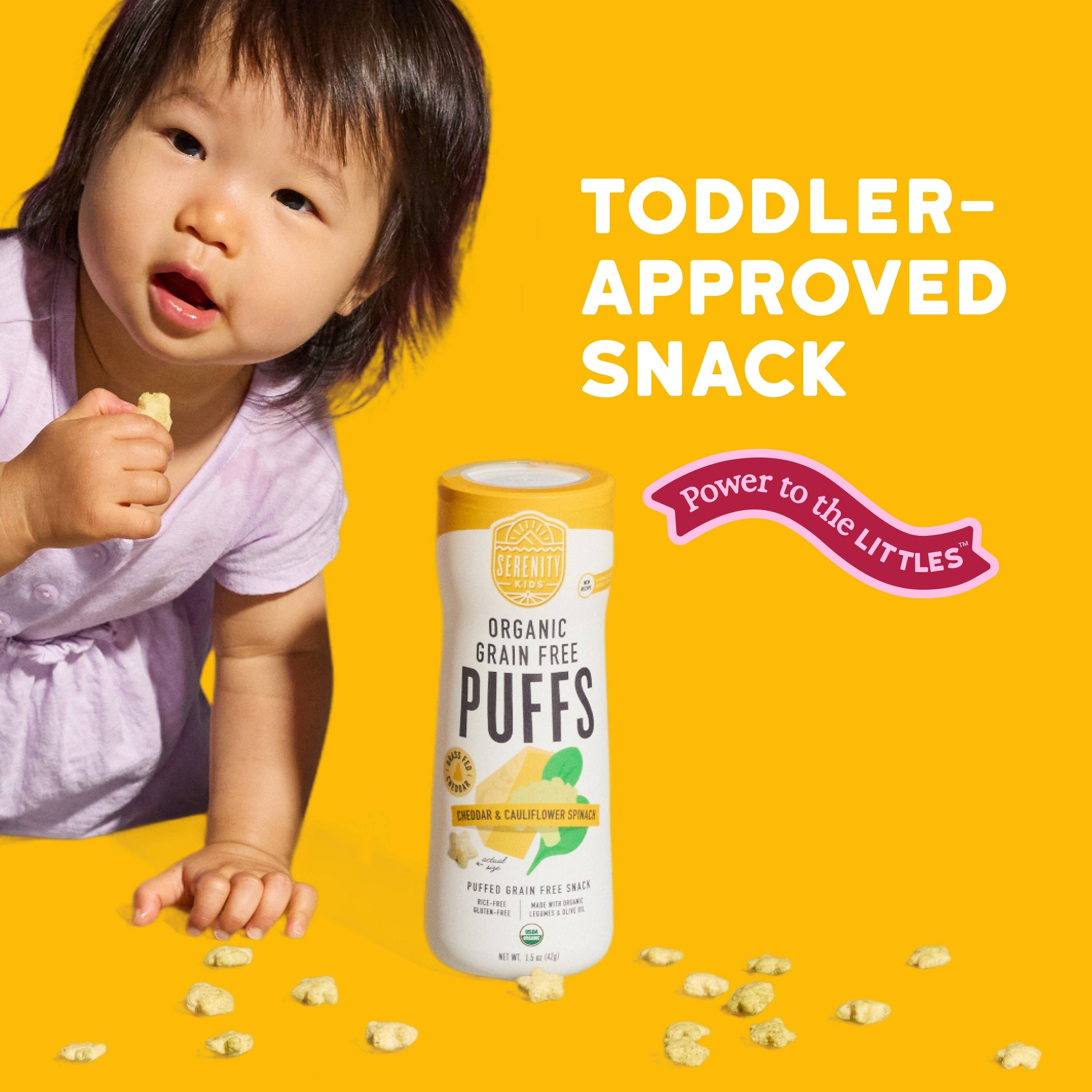 Serenity Kids Cheddar & Cauliflower Spinach Organic Grain Free Puffs