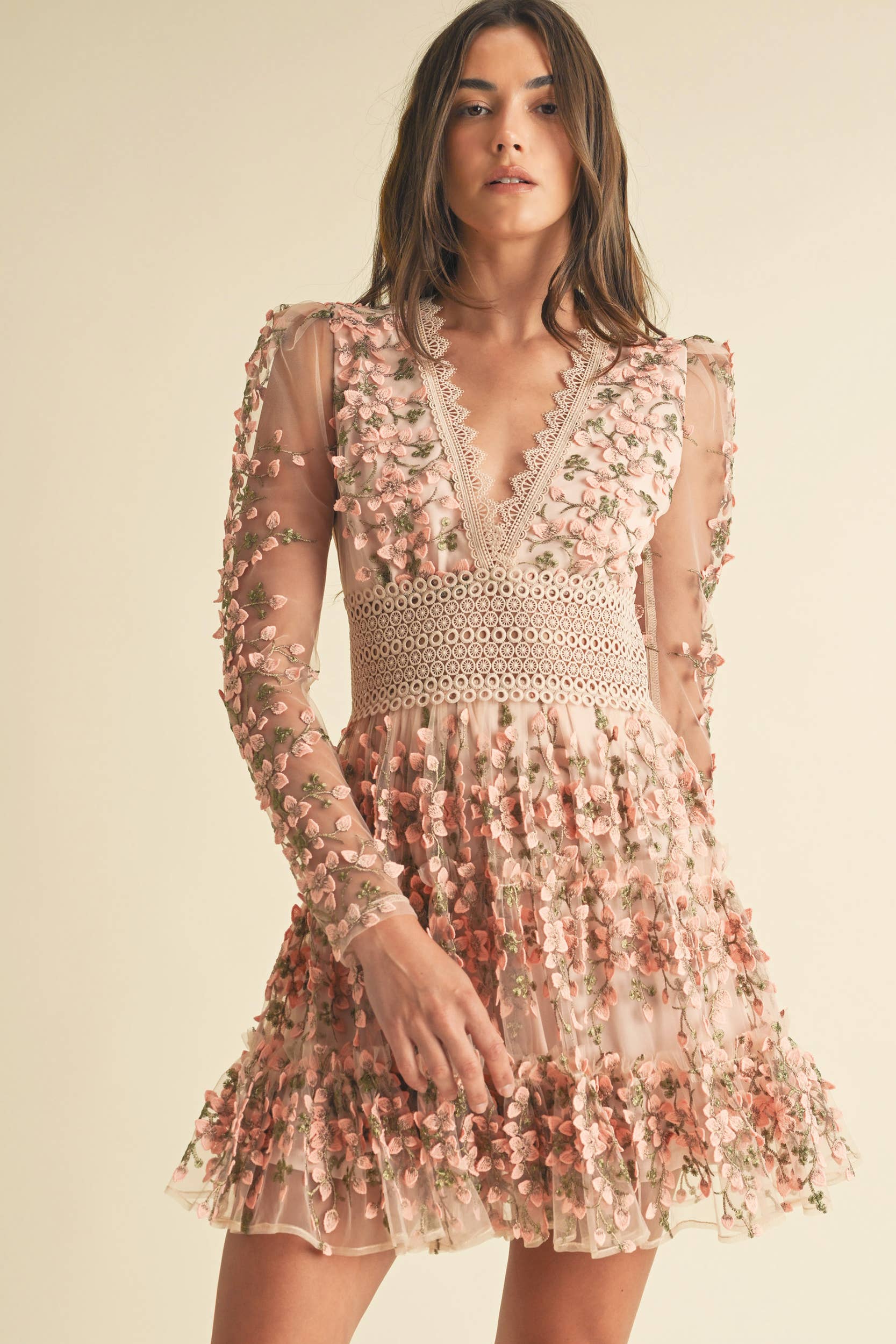 Image of Floral Lace Mini Dress