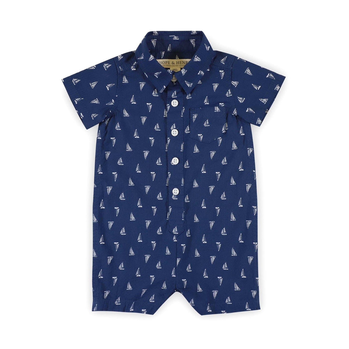 Hope and Henry - Organic Seersucker Button Front Romper